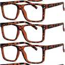 Eyekepper 5-pack Oversized Reading Glasses Square Large Frame Readers for Men and Women - Tortoise +1.50