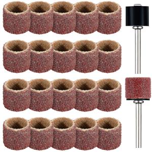 22 Pet Nail Grinder Replacement Kit with Grit Sanding Bands Pet Smoother Claw Care Black Grinding Drums Dog Nail Grinder Replacement Dog Claw Grooming Supplies(1/2 Inch 120 Grit)