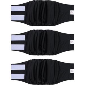 CuteBone Dog Diapers Male Washable Belly Band for Male Dogs Wraps Black 3pcs a Pack DM44L (L(17"-21"))