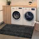 Seavish Black Laundry Room Rug, 2'x4.2' Chindi Rug, Low Pile Woven Decorative Bohemian Hallway Throw Runner Rugm Small Area Rug for Bedroom Kitchen Sink Bathroom