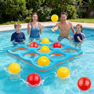 Luottis Inflatable Tic Tac Toe Pool Game Set – Pool Toys with 10 Balls, Fun for Kids, Teens, Adults, Family, Party, Beach, Outdoor & Indoor, 2-10 Players
