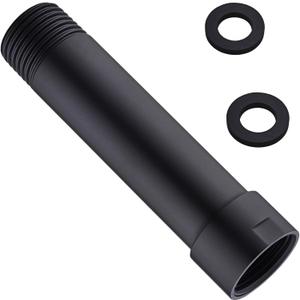 Black Shower Arm Extender NPT 1/2 Inch Male to Female, Straight Shower Arm in Matte Black