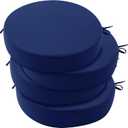 Outdoor Bistro Chair Cushions Set of 4, 15" D x 3" H Round Chair Cushions Waterproof and Fade Resistant Chair Cushion Pads with Non-Slip Ties and Removable Covers for Garden, Navy Blue