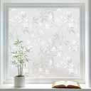 Lemon Cloud Window Privacy Film, Stained Glass Window Film Static Cling, Bamboo Decorative Frosting Opaque Coverings, Day and Night Privacy Removable Sun Heat Blocking for Home Office, 23.6" x 78.7"