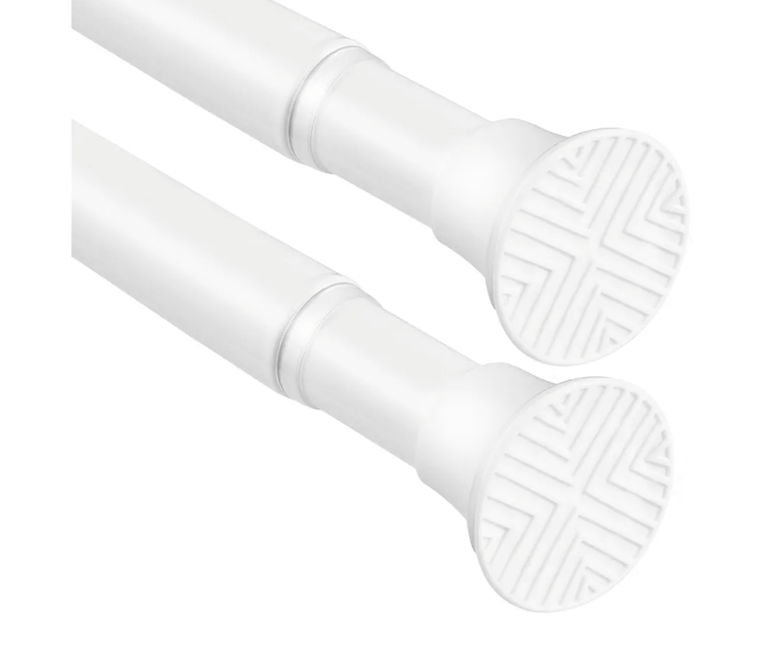 WEIXINHAI White Spring Tension Curtain Rods 2346 Inch Adjustable Expandable Spring Loaded Curtain Rods No Drilling Suitable for Small Short Tension Rods 2334 Inch Doors, Windows, Closet