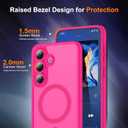 Compatible with Samsung Galaxy S25 FE,Compatible with MagSafe Transparent Clear Design Frame Matte Phone Case Shockproof Protective Cover for Women Girls Pink