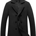 Lavnis Men's Winter Wool Coats Slim Fit Single Breasted Trench Jacket Woolen Pea Coat, No Size