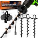 Ground Anchor Stakes (Ground Anchors Low Profile, 4 Pack Heavy Duty, Ground Anchors Screw in, Swing Set Anchors, Trampoline Anchors High Wind, Tent Stakes, Car Ports, Canopies.)