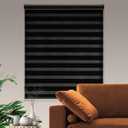 Blackout Zebra Blinds, Dual Layer Free-Stop, Room Darkening Zebra Shades, Blinds for Indoor Windows, Light Filtering Privacy Sheer Shade for Home(52" W X 72" H, Black)