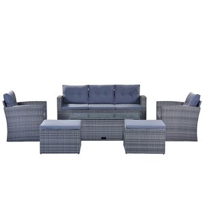 Nestfair 6 -Piece Wicker Patio Sofa Conversation Set with Gray Cushions