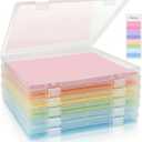 Scrapbook Paper Storage 12x12 Inch, 6 Pack Scrapbook Organizer with Secure Latch, Clear Stackable Plastic Paper Storage Box for File, Photo, Craft, Puzzle, Office Supply, Vinyl Sheet
