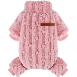 Kosiyi Dog Sweaters for Small Dogs Girl Boy Dog Clothes, Puppy Sweater Fall Winter Turtleneck Pullover Chihuahua Thick Warm Doggie Pajamas, Cold Weather Fleece Outfit, Puppy Pjs, Onesies, Pink, S