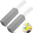Kadden 2 Pack Pumice Stone Toilet Bowl Cleaner with Handle, Hard Water Ring Remover & Stain Scrubber for Bathroom, Pool, Sink and Tub, Ergonomic Heavy Duty Cleaning Tool