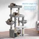 Hey-brother Cat Tree Tower, Scratching Posts with Extra Large Platform, Specious Condo, 2 Cozy Hammocks, Self-Grooming Brush for Indoor Adult Cats, Maine Coon 51.1 inches, Light Gray MPJ070W