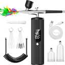 Airbrush Kit with Compressor - 48PSI High Pressure, Non-Clogging Air Brush Set, 6000 mAh Extra Long Standby, Ideal for Painting, Modeling, Cake Decorating, Pastry, Makeup and Nail Art
