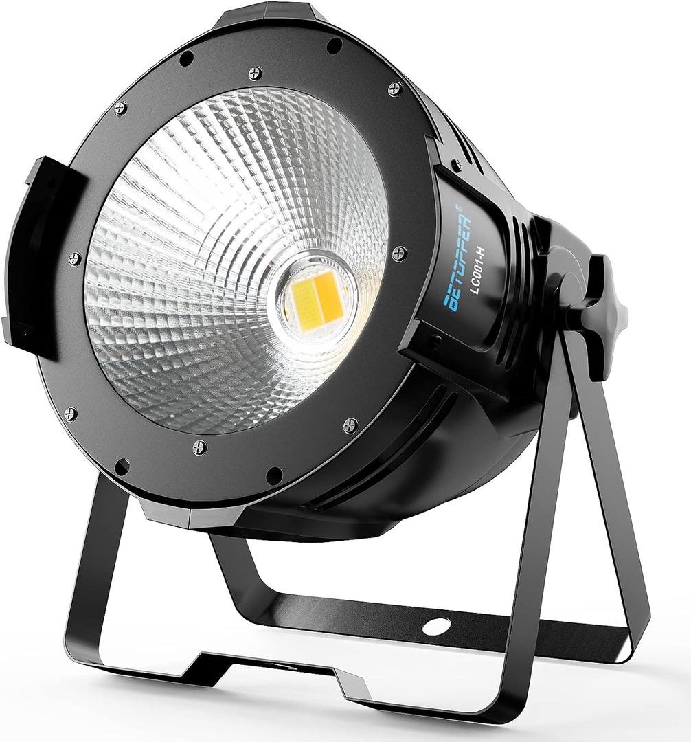 BETOPPER Stage Spotlights, 100W LED DMX Lights, Warm & Cold White Spot Lights COB Stage Lighting, Strobe Lighting for Church, Parties, Wedding, Theatre, Live Events, Stage etc.(1 Pack)