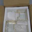 2 Pcs Gold Glass Brochure Holder Stand 4 Inch Countertop Clear Literature Trifold Pamphlet Holder Flyer Brochure Display Stand for Magazine, Booklets, Menu, Journals