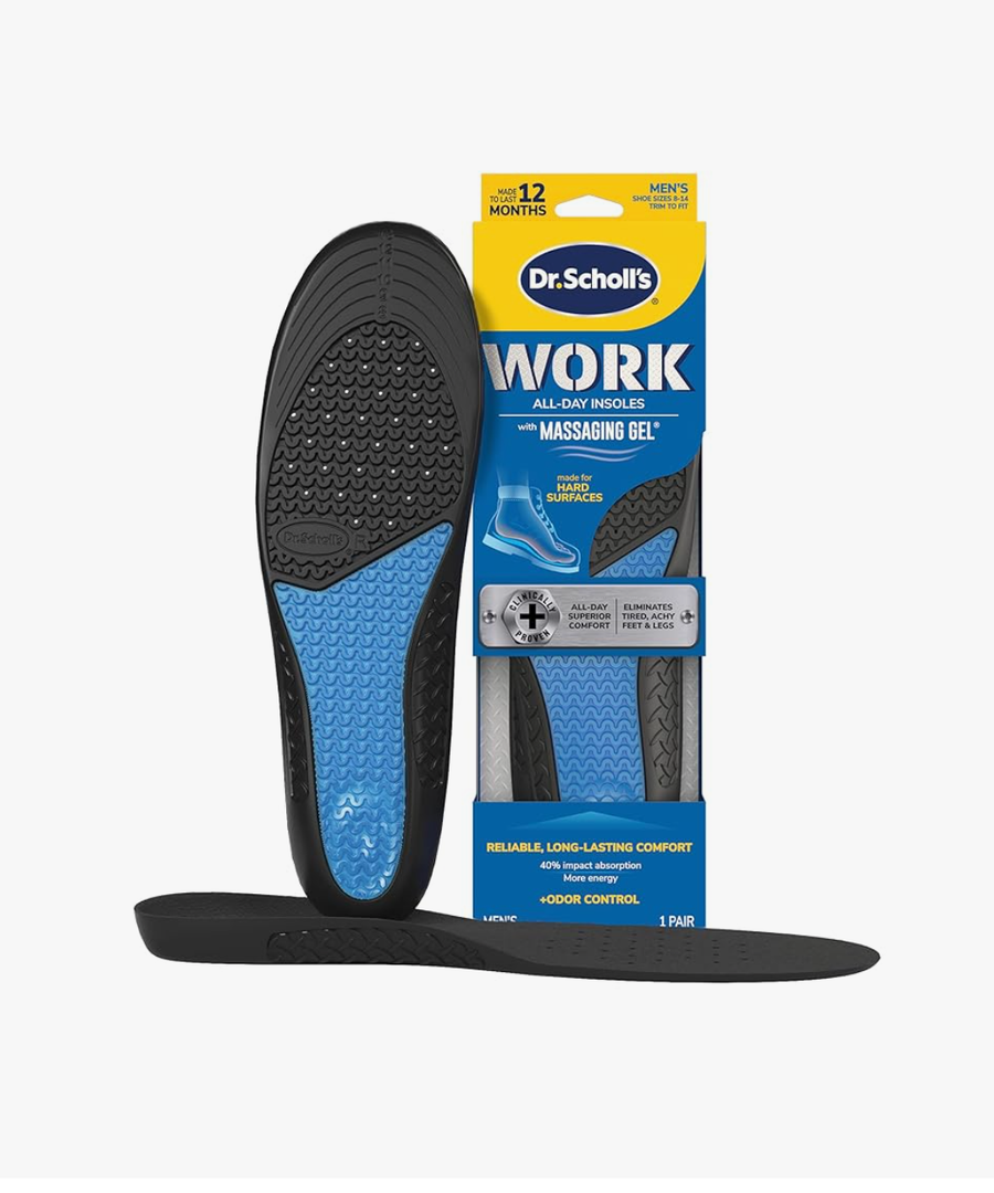 Dr. Scholl's Work All-Day Superior Comfort Insoles with Massaging Gel - Designed for Men & Women with Hard-Working Feet, Eliminates Sore Muscles and Tired Legs, Arch Support Inserts with Odor Control Men 8-14