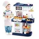 PETERSVILLE Kids Big Size Kitchen Set Toys Set for Girls with Realistic Lights & Sounds, Simulation of Spray, Play Sink with Running Water