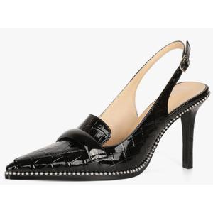 Esvowido Slingback Heels for Women Stilettos Beaded Pointed Toe Shoes Slip On Loafers Pumps High Heel Shoes for Women, 7.5