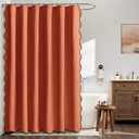MIULEE 84" Long Scalloped Shower Curtain Linen Textured with 12 Metal Hooks Cute Extra Long Heavy Duty Washable Waterproof Cloth Curtains with Black Border for Bathroom Hotel Bathtub,Burnt Orange