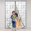 Insulated Door Curtain - 34x82 inch Magnetic Thermal and Insulation Cover Self-Closing Privacy Screen Door Keep Cold/Heat Out Stop Wind for A/C Room Home Entryway Kitchen Back Door