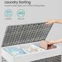 SONGMICS Laundry Hamper with Lid, 42.3 Gallons (160 L), Rolling Laundry Basket with Wheels, 3-Section Synthetic Rattan, Removable Liner, Bedroom, 29.9 x 13 x 26 Inches, Gray ULCB365G01