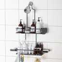 Shower Caddy Hanging, Rustproof Shower Shelves - No Drilling Inside Bath, Extended Length Shower Organizer with Soap Holder; Toothbrush Holder, Black