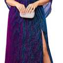 Plus Size Formal Maxi Dress Sparkly Cape Sleeve V Neck Side Split Wedding Guest Prom Evening Gown Gala (XXXL)