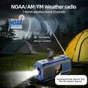 Emergency Weather Radio with IPX5 Waterproof Portable Bluetooth Speaker,USB-C Solar Hand Crank,NOAA Alarm AM FM Radio,Flashlight,SOS Alarm,2000mAh Cell Phone Charger for Camping and Survival (Blue)