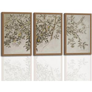 Vintage Apple Tree Canvas Wall Art Set of 3 Rustic Botanical Poster Prints with Wooden Frame Neutral Tree Branch Picture Painting Country Farmhouse Wall Decor for Living Room Bedroom Kitchen16x24Inches