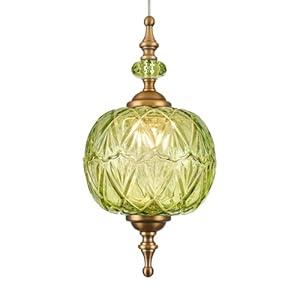 TLOLGT Antique Green Pendant Light Fixtures Vintage Kitchen Lighting Delicate Decorative Pattern 6.3 inches Glass Ceiling Pendant Lighting for Kitchen Island Dining Room with Original Vintage Design