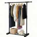 Clothes Rack for Hanging Clothes, Metal Portable Garment Rack with Bottom Storage Shelf, Metal Portable Wardrobe Rack for Coats, Jackets, Shirts, Dress