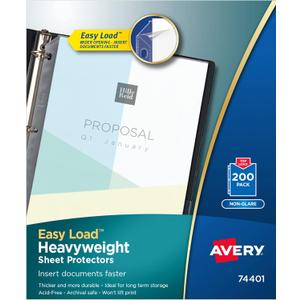 Avery Clear Heavyweight Sheet Protectors, Non-Glare, Easy Load, 200 Document Protectors (74401)