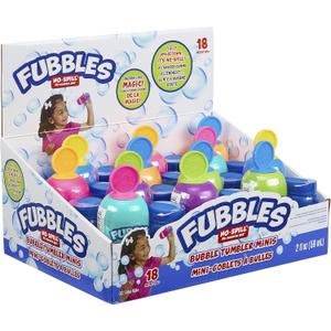 Fubbles Bubbles No Spill Bubble Tumbler Minis Party Favor 12 Pack | Bubble Toy for Babies Toddlers and Kids of All Ages | Includes 2oz Bubble Solution and a Wand per Bottle (Assorted Colors)
