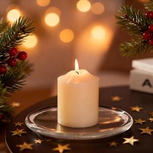 NUPTIO Glass Plate for Pillar Candles: 1pc 7" Clear 3 Wick Candle Tray - Round Village Candle Dish for Snack Jewelry Bathroom Dining Room Table Centerpieces Decor