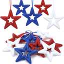 Roowest 12 Pcs Large 4th of July Ornaments Patriotic Tree Ornaments Red White Blue Hanging Glitter Stars 5.9 Inch DIY 250th Anniversy Decor for Independence Day American Party Decor