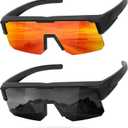 GRFISIA Polarized Fit Over Glasses Sunglasses for Men Women, UV Protection Sports Wrap Around for Driving Cycling Fishing (2pcs Black Frame/Black Lens+black Frame/Red Mirror)