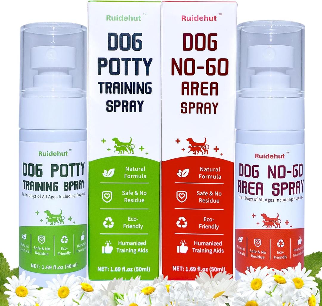 Dog Potty Training Spray & NO-GO Area Spray | Helps Train Puppies & Dogs Where to Potty | Dog Pee Training Spray | Suitable for Indoor & Outdoor Use | (1.6 Fl Oz Spray Set)