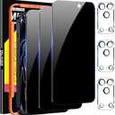Milomdoi 3 Pack Privacy Screen Protector for iPhone 17 Pro Max [Phone Case Friendly] Accessories Private Film, 3 Pacs Tempered Glass Camera Lens Protector, with Mounting Frame for Apple Anti Spy,Black