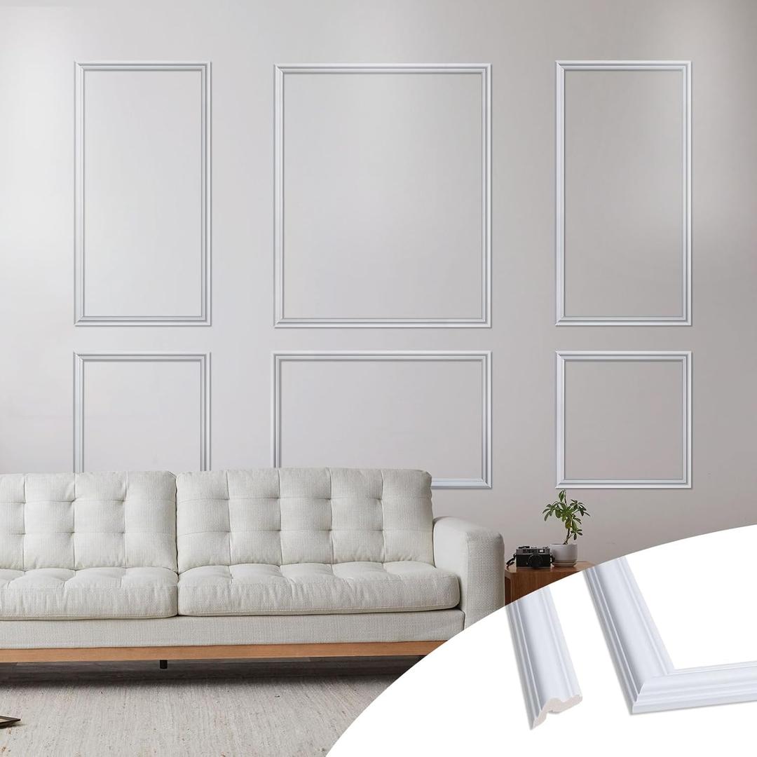 Pre-Cut Wall Panel Molding Set of 6pcs-Easy-to-Assemble Wainscoting Panels Peel and Stick for Interior Wall Decor Living Room Bedroom Accent Wall, 6 Frames(JX60) Pre-Cut Wall Panel Molding Set of 6pcs-Easy-to-Assemble Wainscoting Panels Peel and Stick for Interior Wall Decor Living Room Bedroom Accent Wall, 6 Frames(JX60)