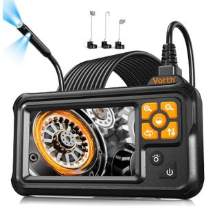 Endoscope Camera with Light, 4.3" IPS Screen 1080P Tools Borescope with 8 LED LightsSemi-Rigid Cable Snake Camera, IP67 Waterproof Sewer Inspection Men Tool - 16.5FT-Dual Lens