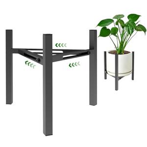 Airpark Plant Stand Indoor, Adjustable Metal Modern Plant Stands, Heavy Duty Stable Plant Pot Flower Holder Indoor Outdoor Corner, Fit 7 8 9 10 11 12 inch Pots, Black (Pot & Plant Not Included)