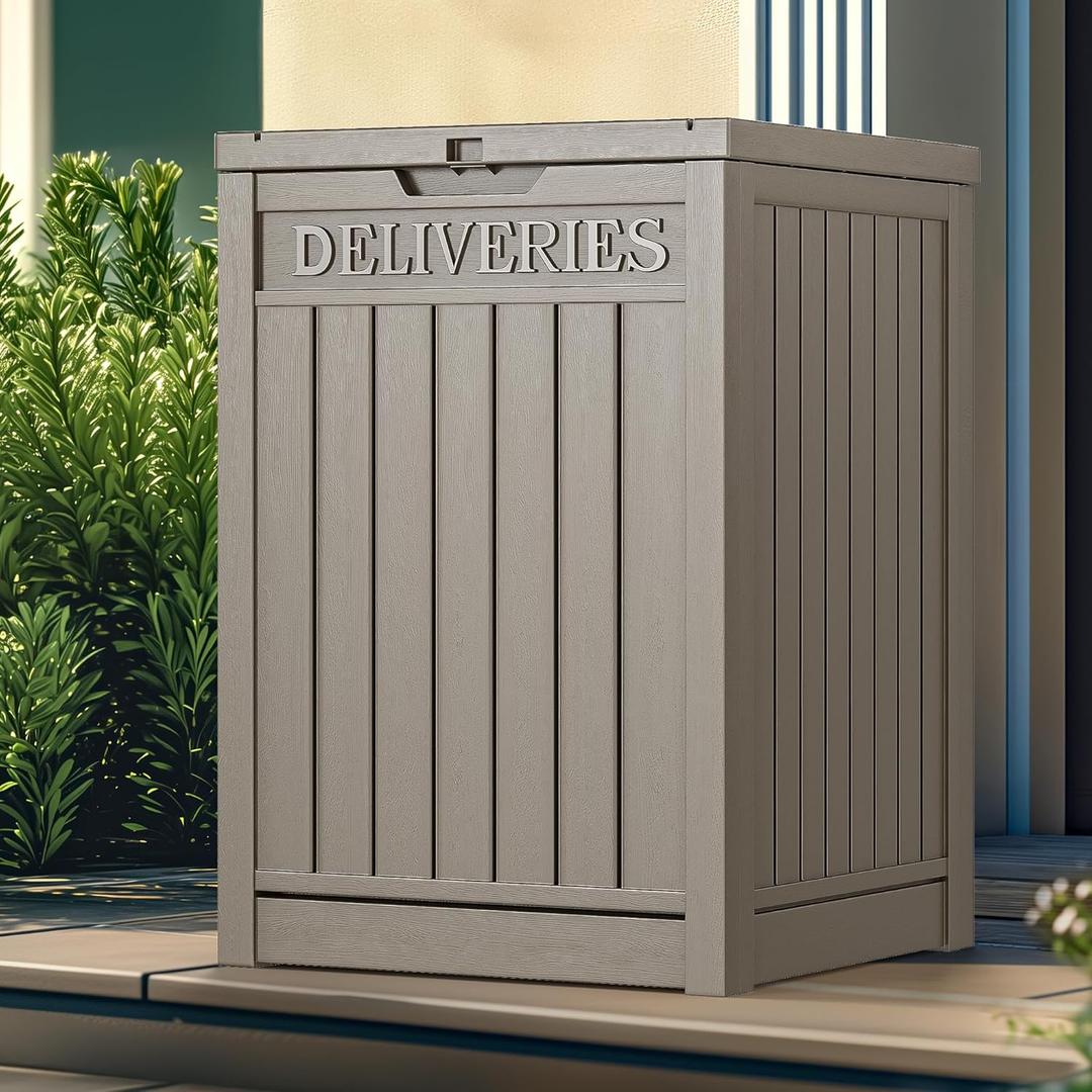 YITAHOME Outdoor Package Delivery Storage Box 51 Gallon, Secure Lockable Resin Package Delivery Container, Deck Box for Porch & Curbside, Brown (Taupe) YITAHOME Outdoor Package Delivery Storage Box 51 Gallon, Secure Lockable Resin Package Delivery Container, Deck Box for Porch & Curbside, Brown (Taupe)