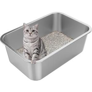 XX-Large High Sided Stainless Steel Cat Litter Box
