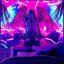 3 x Blacklight Tapestry,WingTapestry Glow In The Dark,UV Reactive Black Light Upright Posters Wall Hanging for Bedroom Dorm Living Room Backdrop Decor (wing5, 59L" x 51W")