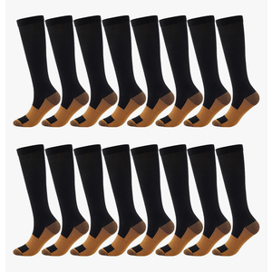 8 Pairs Compression Socks for Men Circulation 15-20 mmHg Knee High Stockings for Running Hiking Climbing Cycling L-XL