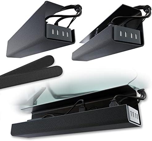 No-Screw Under Desk Cable Management Tray - Self-Adhesive Installation, Cord Management, Cable Tray, Under Desk Wire Organizer - Black Set of 1