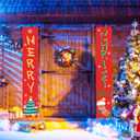 2 x Christmas Decorations Porch Banner, Xmas Yard Front Door Decor,Porch Sign Set Wall Hanging Outdoor Christmas Decoration and Supplies for Home Party Holiday Office -12 x 71 inch (Red 02)