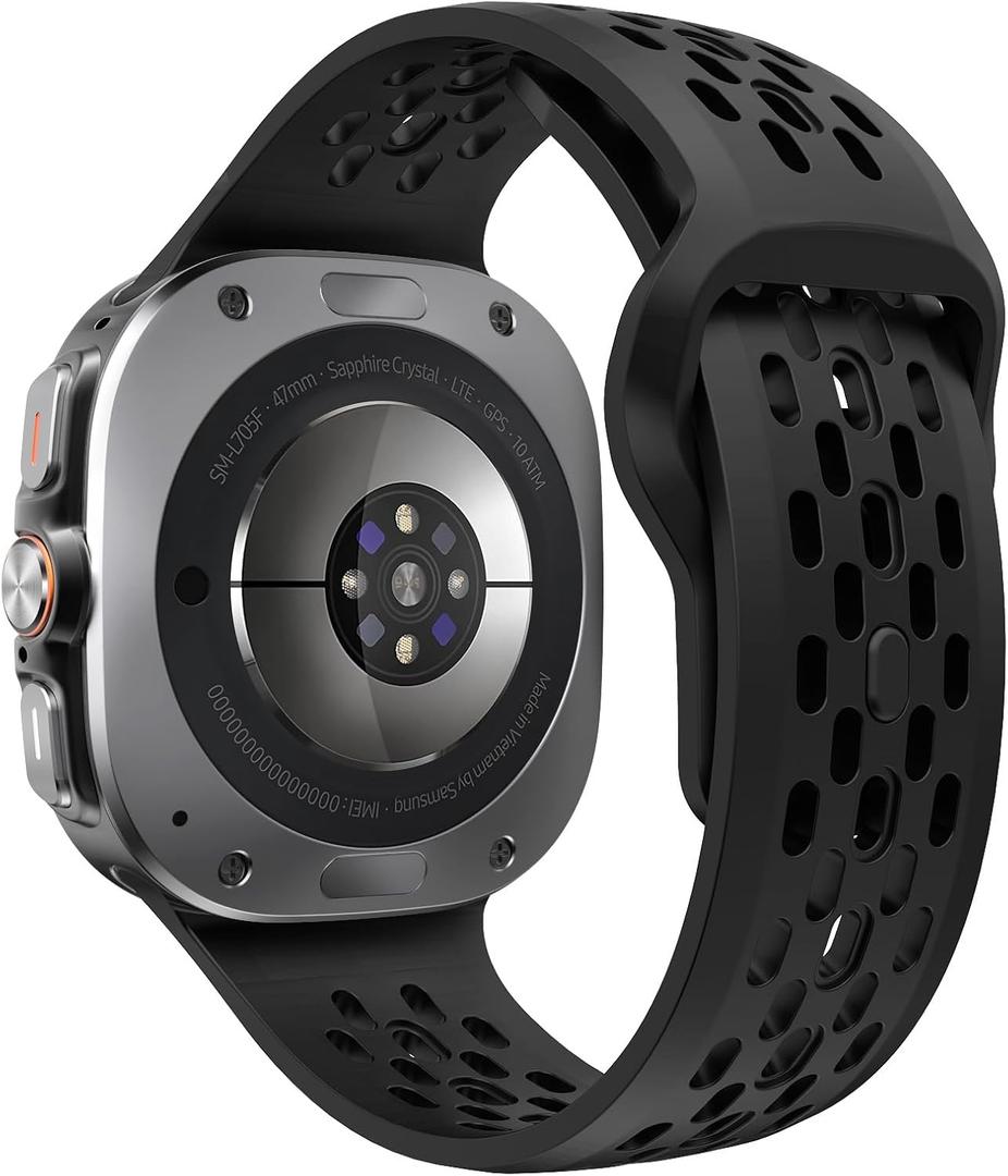 TiMOVO Bands Compatible with Samsung Galaxy Watch Ultra Band 47mm(2025/2024), Breathable Soft Silicone Replacement Strap for Galaxy Watch Ultra bands, Black